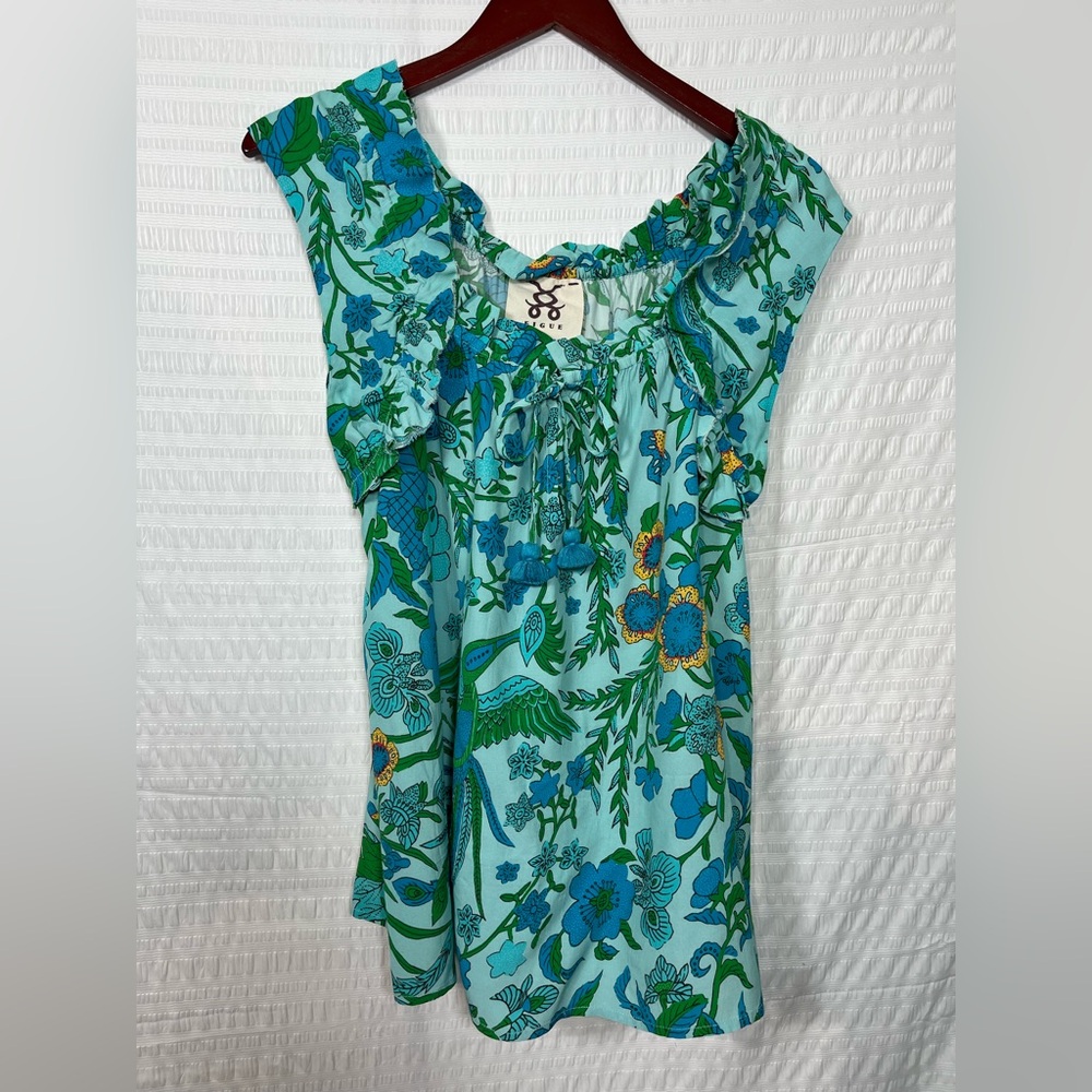 Figue Gianna Drawstring Sleeveless Ruffle Top Size L